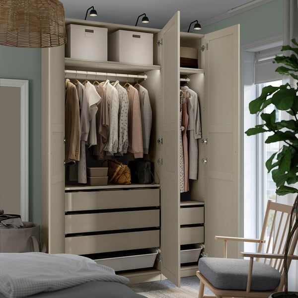 PAX / TYSSEDAL wardrobe combination, grey-beige/grey-beige, 150x60x236 cm