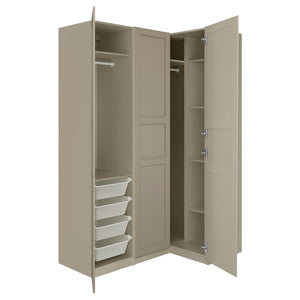 PAX / TYSSEDAL corner wardrobe, grey-beige/grey-beige, 161/111x236 cm