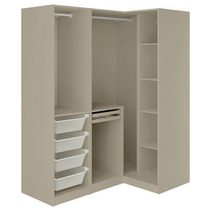 PAX / TYSSEDAL corner wardrobe, grey-beige/grey-beige, 161/111x201 cm