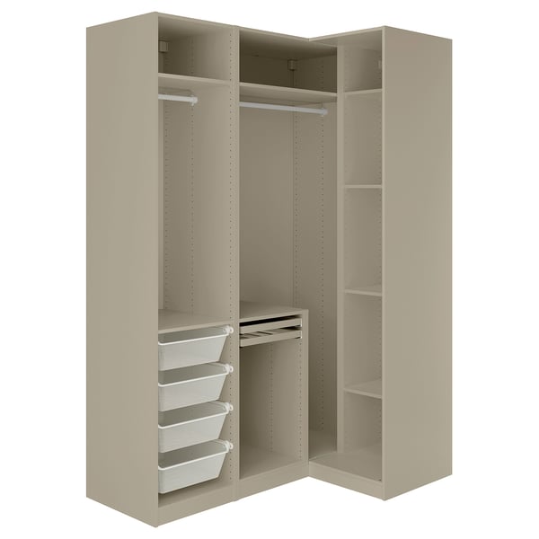 PAX / TYSSEDAL corner wardrobe, grey-beige/grey-beige, 161/111x236 cm