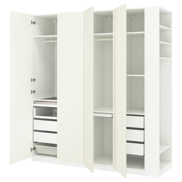 PAX / VIKANES wardrobe combination, white white/white, 220x60x236 cm