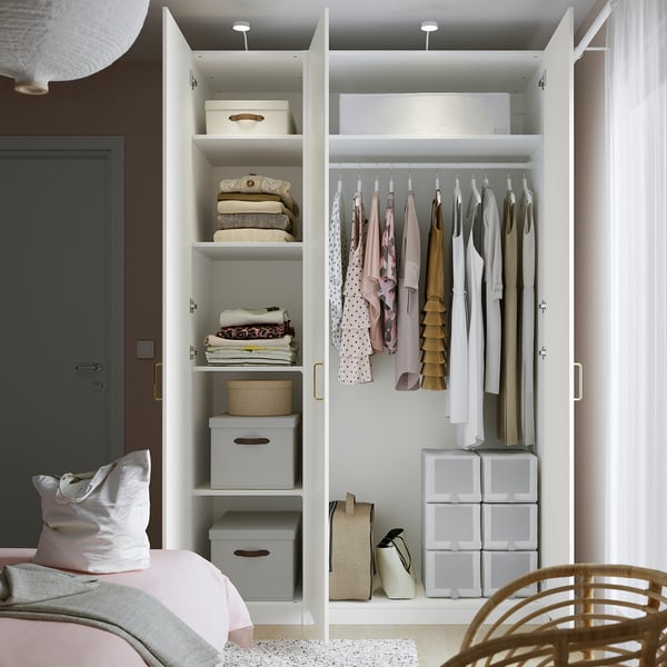 PAX / VINTERBRO wardrobe combination, white/white, 150x236.4x60 cm