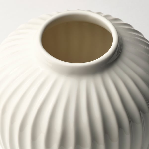 PELARBJÖRK vase, white, 14 cm