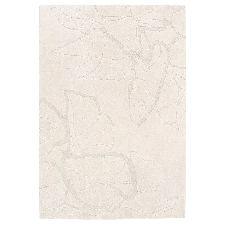 PELARKÖRSBÄR rug, low pile, light beige/leaf pattern, 160x230 cm