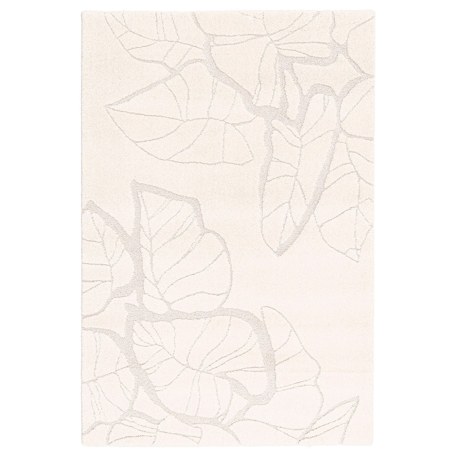 PELARKÖRSBÄR rug, low pile, light beige/leaf pattern, 133x195 cm