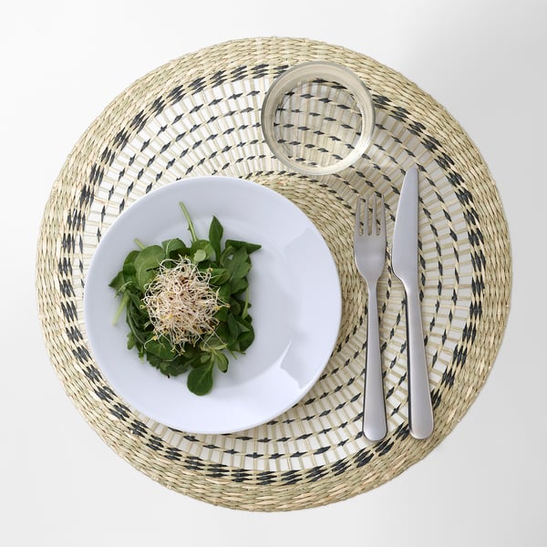 PENNFISK place mat, natural/sedge handmade, 37 cm