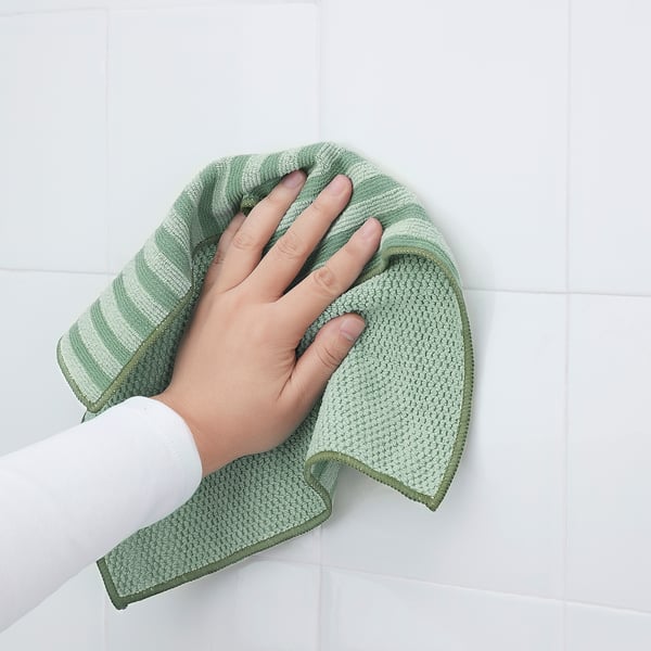 PEPPRIG microfiber cloth, green blue/yellow, 28x28 cm, 3 pack