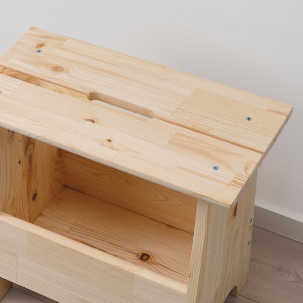 PERJOHAN stool with storage, pine, 49x45x28 cm