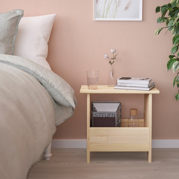 PERJOHAN stool with storage, pine, 49x45x28 cm