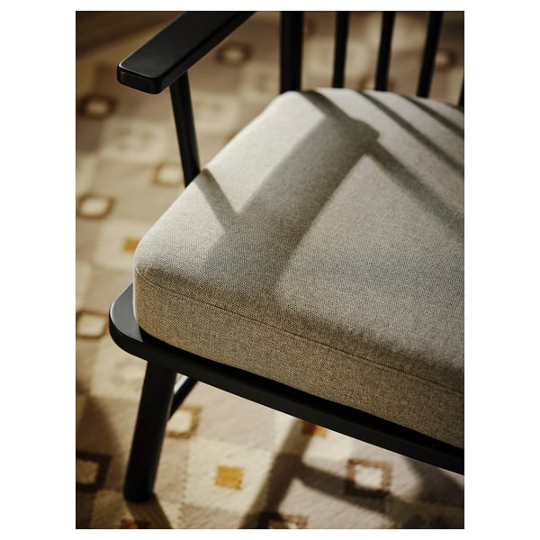 PERSBOL armchair, black/Tibbleby beige/grey, 58x57x70 cm