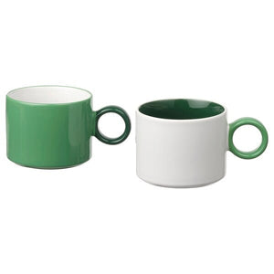 Ikea PIGGÅL - Mug, white/green, 30 cl