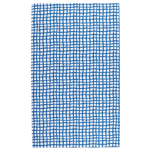 PILLERSTARR tablecloth, patterned/blue white, 145x240 cm