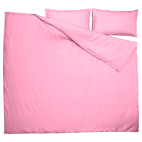 PILTANDVINGE duvet cover and 2 pillowcases, pink, 240x220/50x80 cm