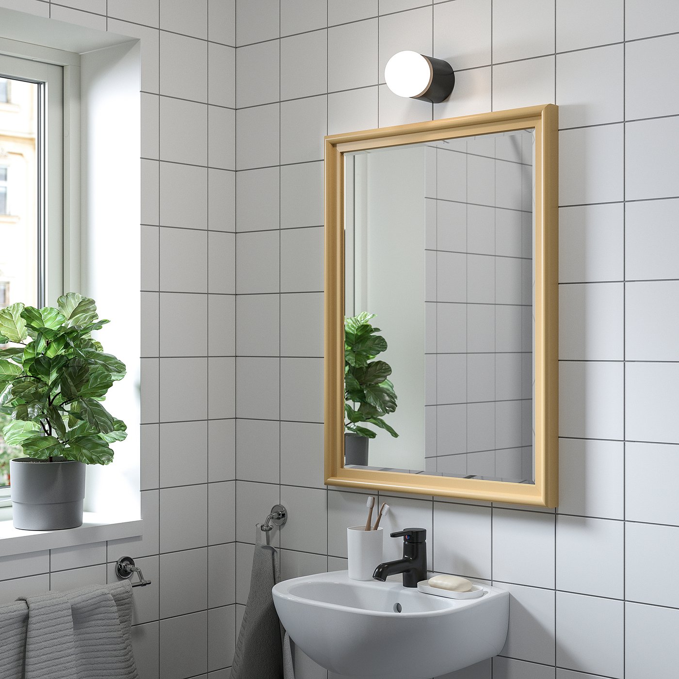 PINGSTSYREN mirror, light yellow-beige, 60x80 cm