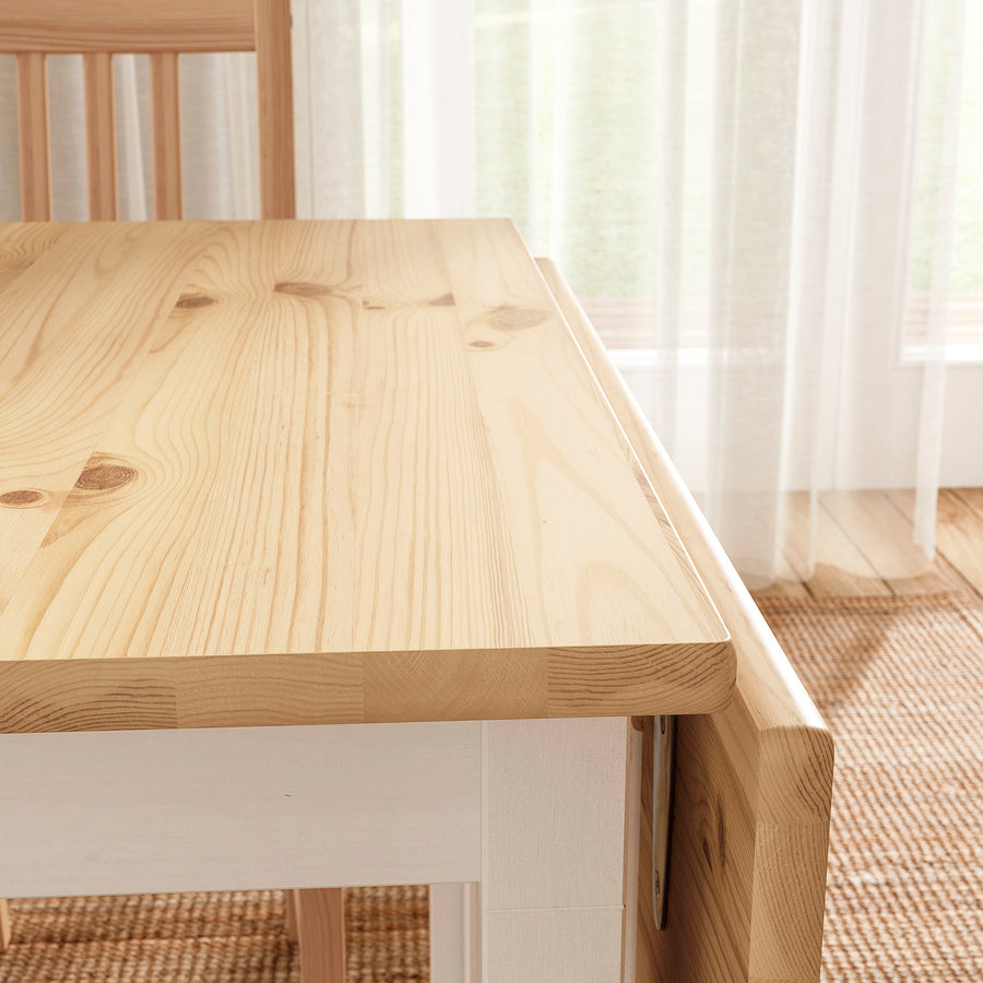 PINNTORP / FRÖSVI table and 2 folding chairs, light brown stained white/pine white, 67/124x75 cm