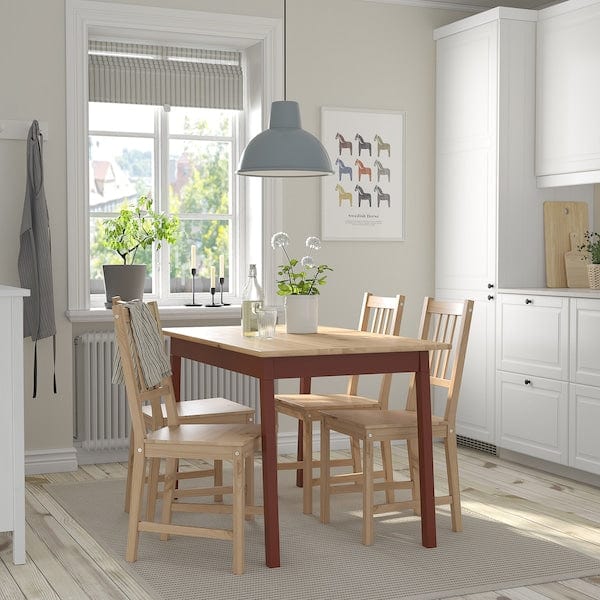 Ikea PINNTORP / PINNTORP - Table and 4 chairs, light brown stained red stained/light brown stained, 125 cm