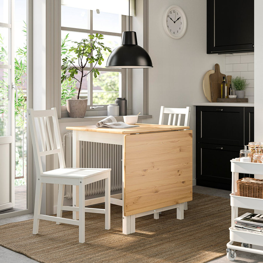 PINNTORP table and 2 chairs, light brown stained white stained/white stained pine, 67/124 cm