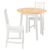 PINNTORP table and 2 chairs, light brown stained white stained/white stained pine, 85 cm