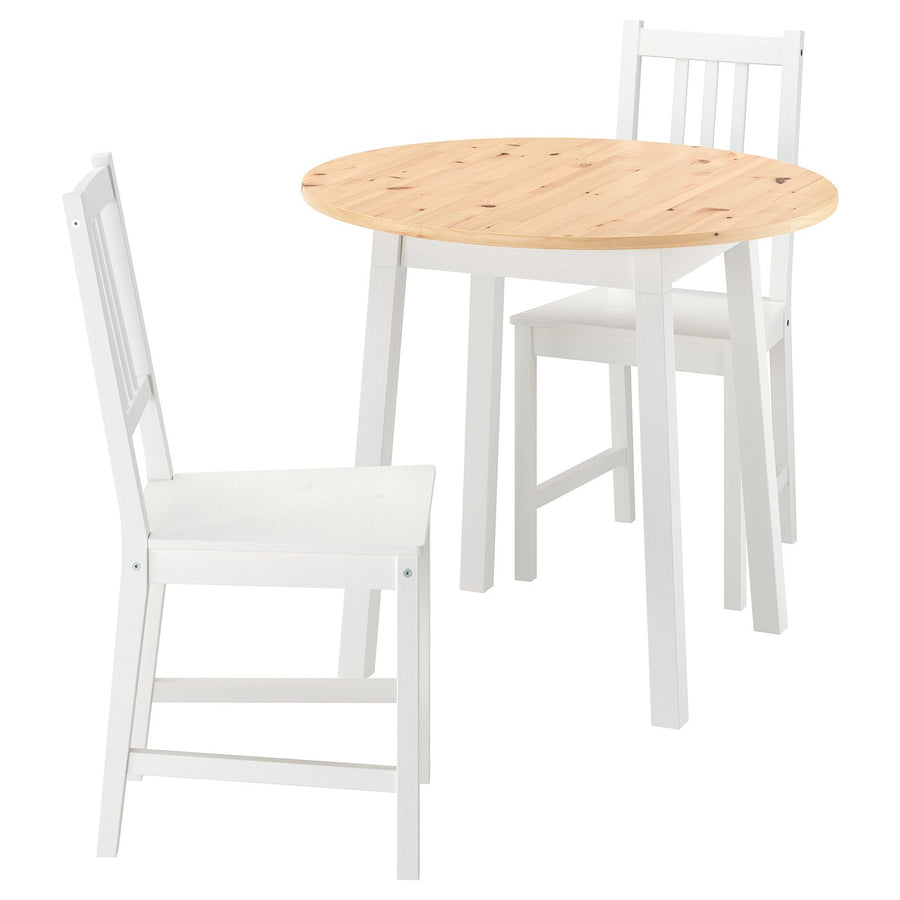 PINNTORP table and 2 chairs, light brown stained white stained/white stained pine, 85 cm