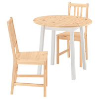 PINNTORP table and 2 chairs, light brown stained white stained/light brown stained pine, 85 cm