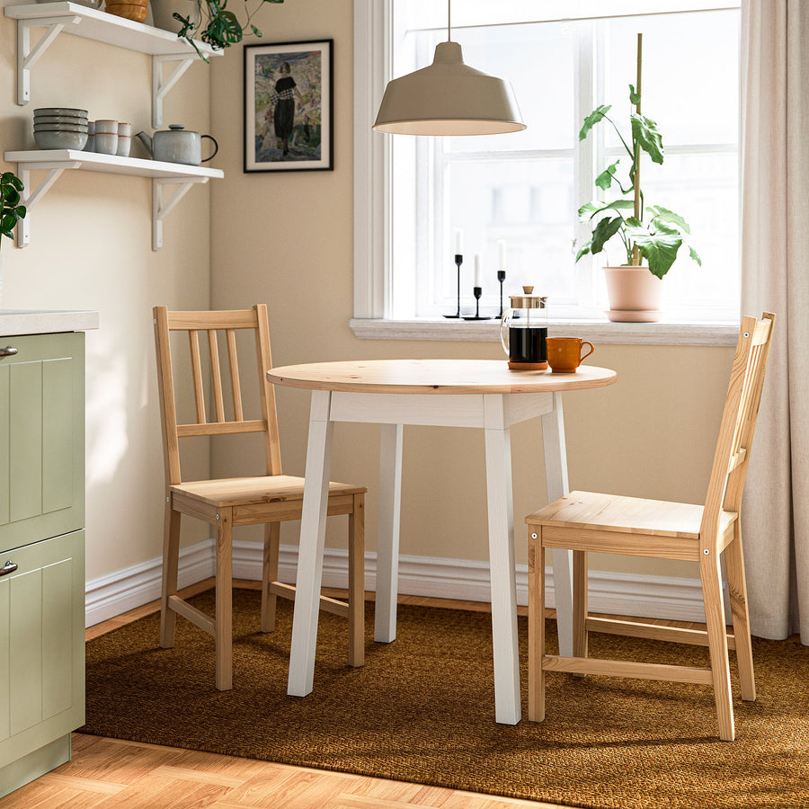 PINNTORP table, light brown stained/white stained pine, 85 cm