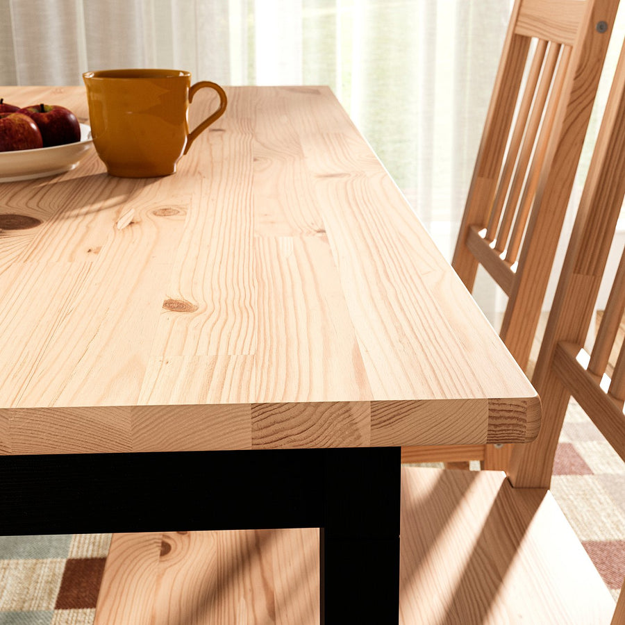 PINNTORP table, light brown stained/black stained pine, 125x75 cm