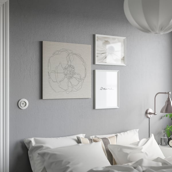 PJÄTTERYD picture, flower doodle, 56x56 cm