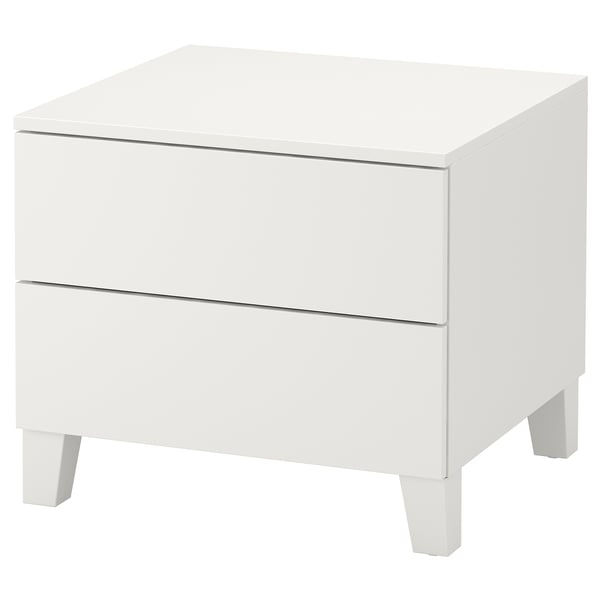 PLATSA chest of 2 drawers, white/Fonnes white, 60x57x53 cm