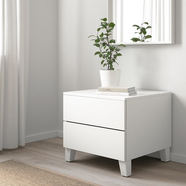 PLATSA chest of 2 drawers, white/Fonnes white, 60x57x53 cm