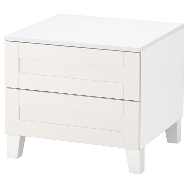PLATSA chest of 2 drawers, white/Sannidal white, 60x57x53 cm