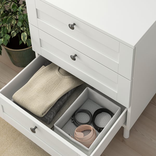 PLATSA chest of 3 drawers, white/Sannidal white, 60x57x73 cm