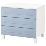 PLATSA chest of 3 drawers, white/Sannidal blue, 80x57x73 cm