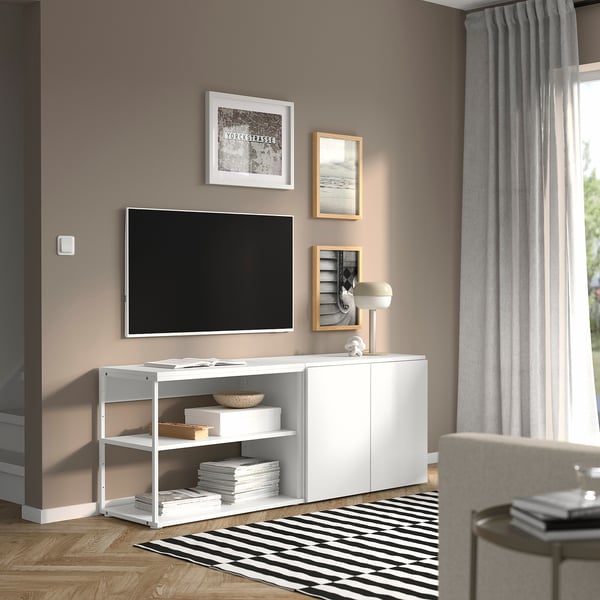 PLATSA open storage combination w 2 doors, white Fonnes/white, 160x42x63 cm