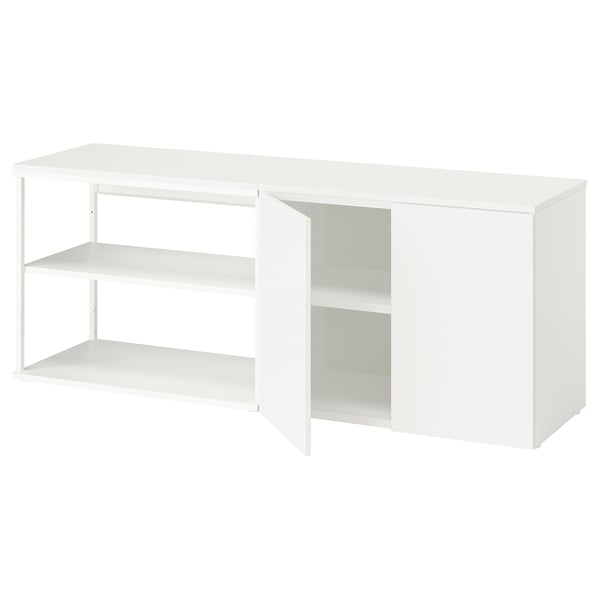 PLATSA open storage combination w 2 doors, white Fonnes/white, 160x42x63 cm