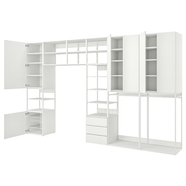 PLATSA storage comb w 6 doors+3 drawers, white/Fonnes white, 420x42x241 cm