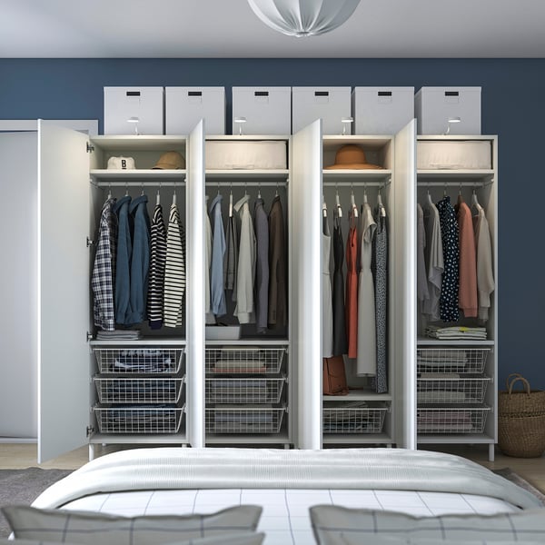 PLATSA wardrobe combination, white/Fonnes white, 240x57x191 cm