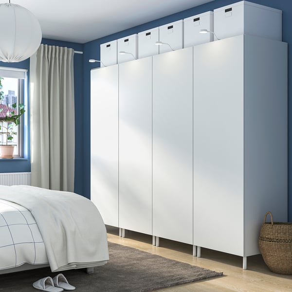 PLATSA wardrobe combination, white/Fonnes white, 240x57x191 cm