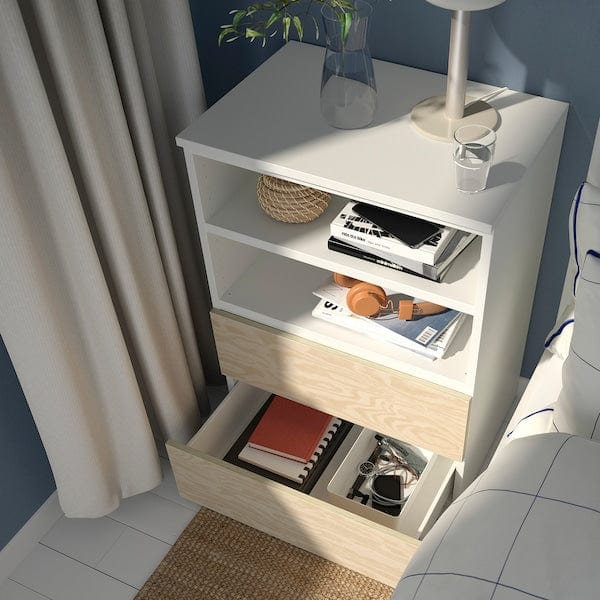 Ikea PLATSA - Bedside table, white/Kalbåden lively pine effect, 60x42x83 cm