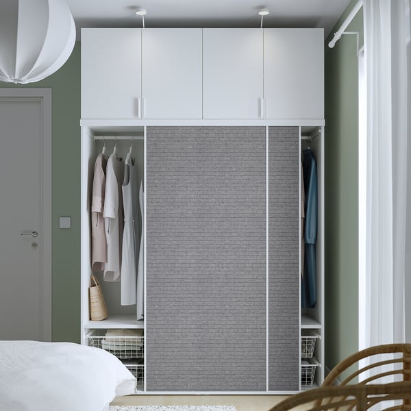 PLATSA wardrobe w 2 sliding doors+4 doors, white Larkollen/dark grey FONNES white, 160x57x241 cm