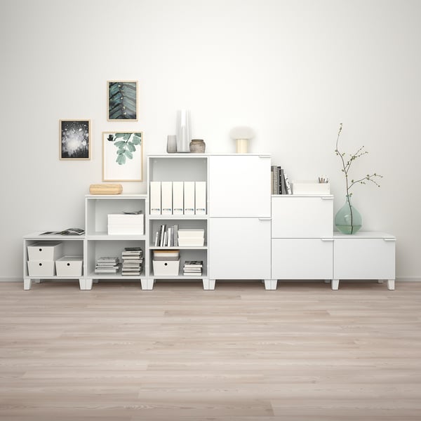 PLATSA wardrobe w 10 doors, white/Fonnes white, 360x42x133 cm