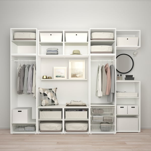 PLATSA wardrobe w 10 doors, white/Skatval dark grey, 300x57x243 cm