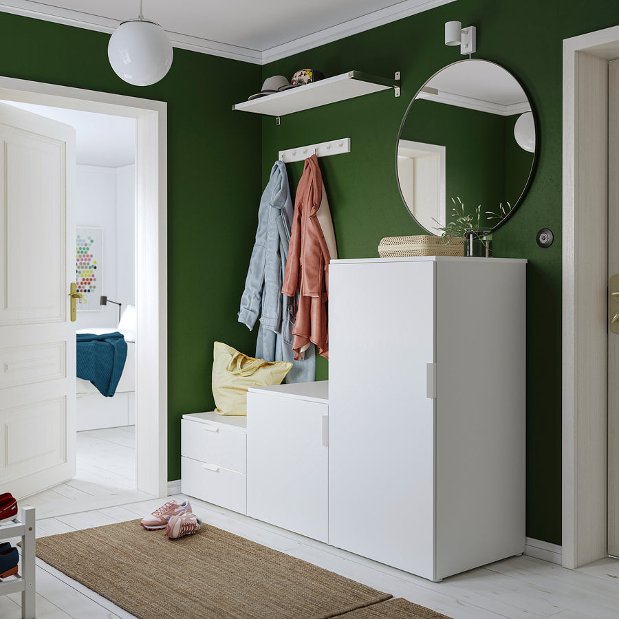 PLATSA wardrobe with 2 doors+2 drawers, white/Fonnes white, 180x57x123 cm