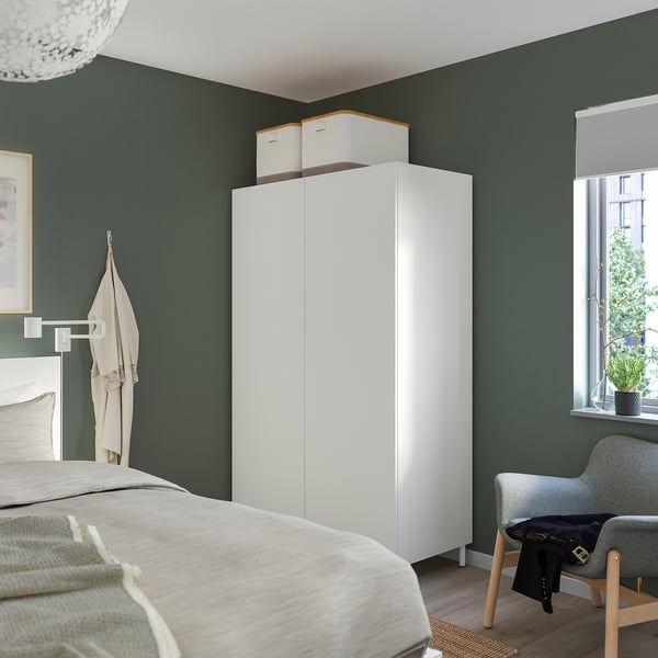 PLATSA wardrobe with 2 doors, white/Fonnes white, 120x57x191 cm