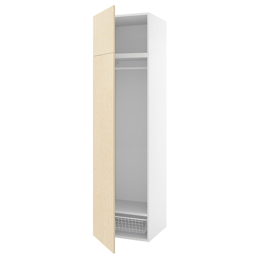 PLATSA wardrobe with 2 doors, white/Kalbåden lively pine effect, 60x57x221 cm
