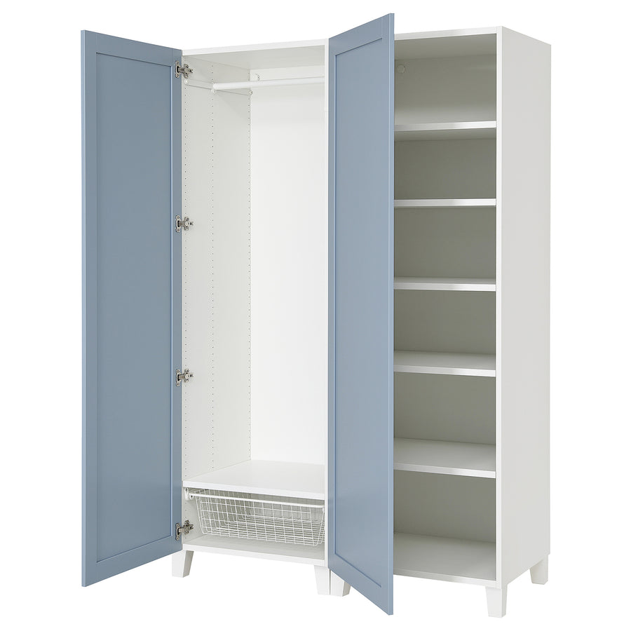 PLATSA wardrobe with 2 doors, white/Sannidal blue, 120.0x191.0x57 cm
