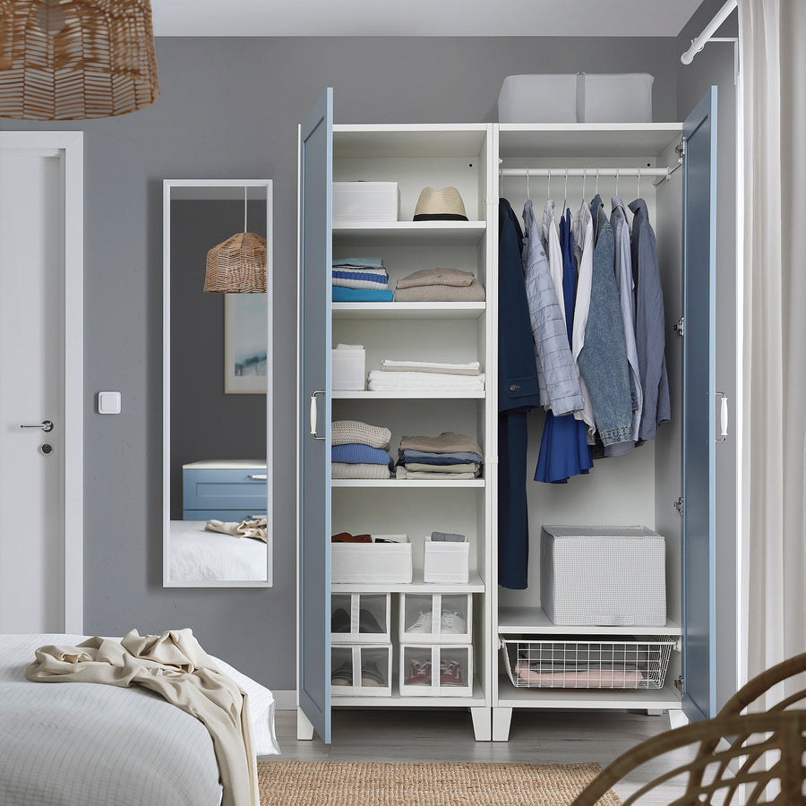 PLATSA wardrobe with 2 doors, white/Sannidal blue, 120.0x191.0x57 cm