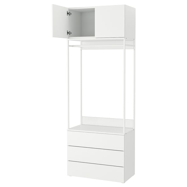 PLATSA wardrobe with 2 doors+3 drawers, white/Fonnes white, 80x42x221 cm