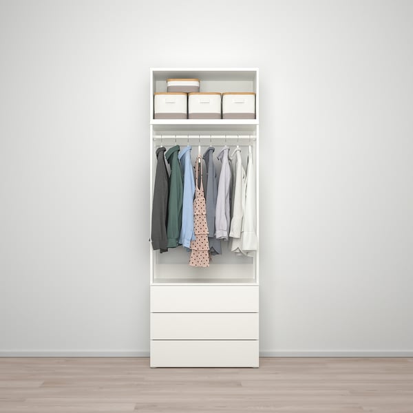 PLATSA wardrobe with 2 doors+3 drawers, white/Fonnes white, 80x42x221 cm