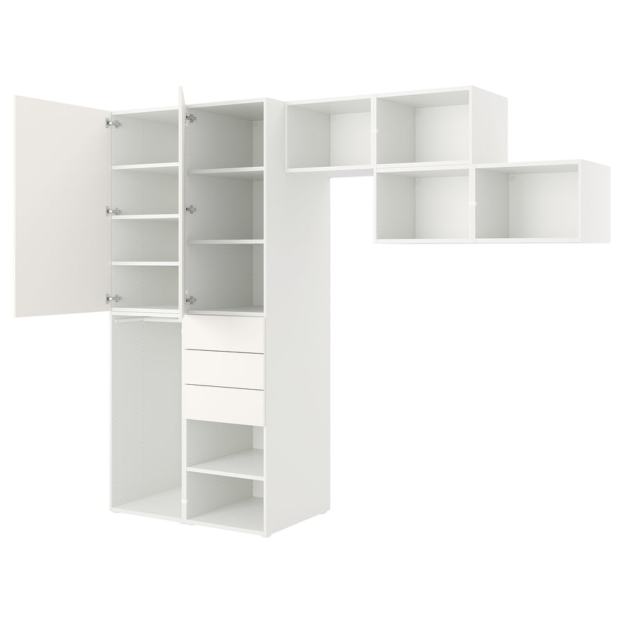 PLATSA wardrobe with 2 doors+3 drawers, white/FONNES white, 300.0x241.0x57.0 cm
