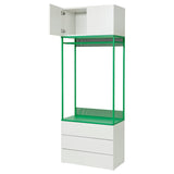 PLATSA wardrobe with 2 doors+3 drawers, white/Fonnes green, 80x42x221 cm